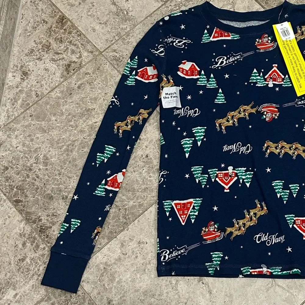 Old Navy Reindeer & Sleigh Rides Matching PJ Pajama Set Neutral NEW Snug Fit XL